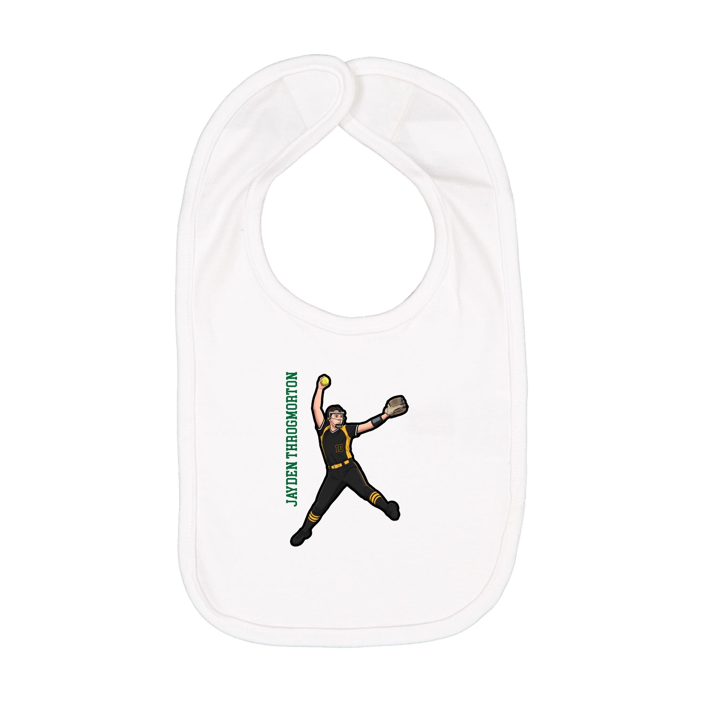 Infant Bib — Name Vertical in White