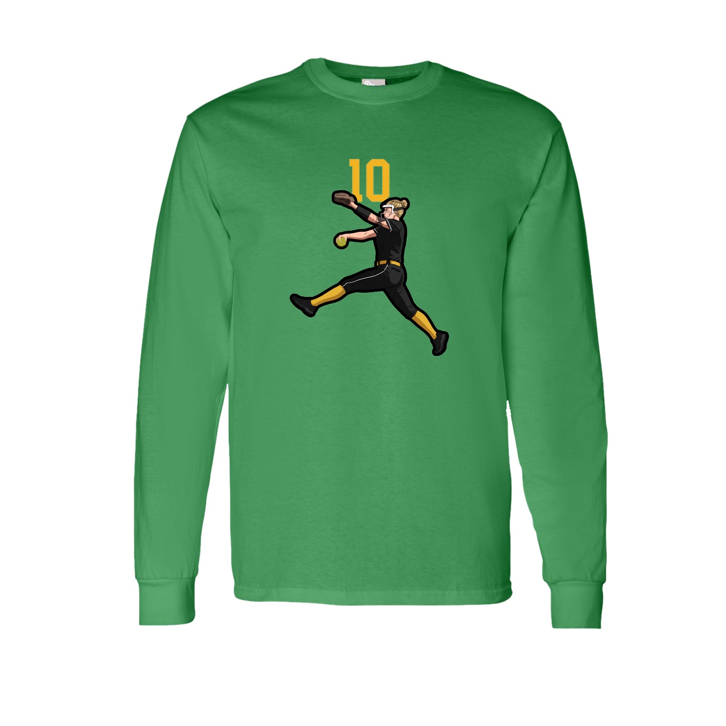 Long Sleeve Tee — Number Top in Green