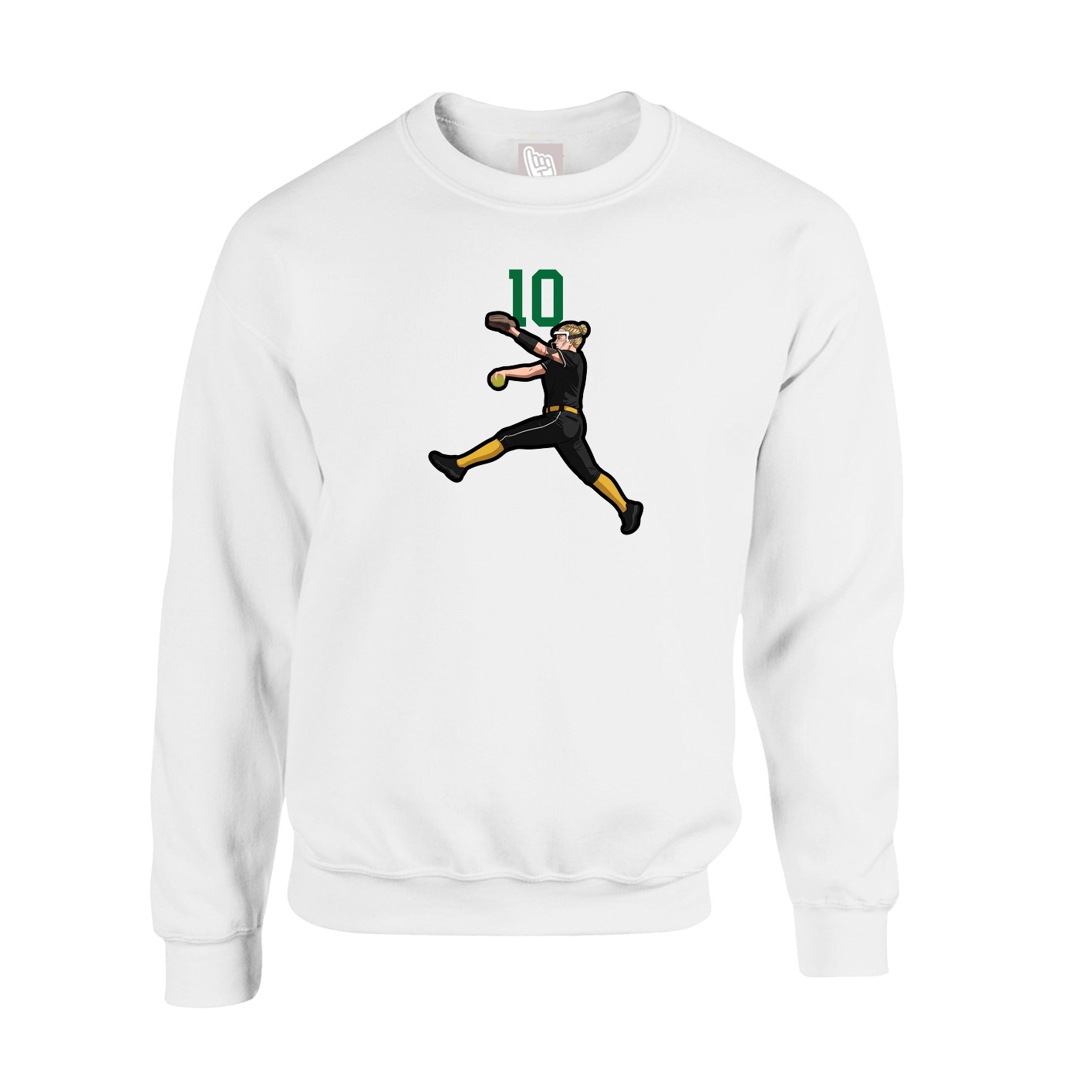 Fleece Crew — Number Top in White