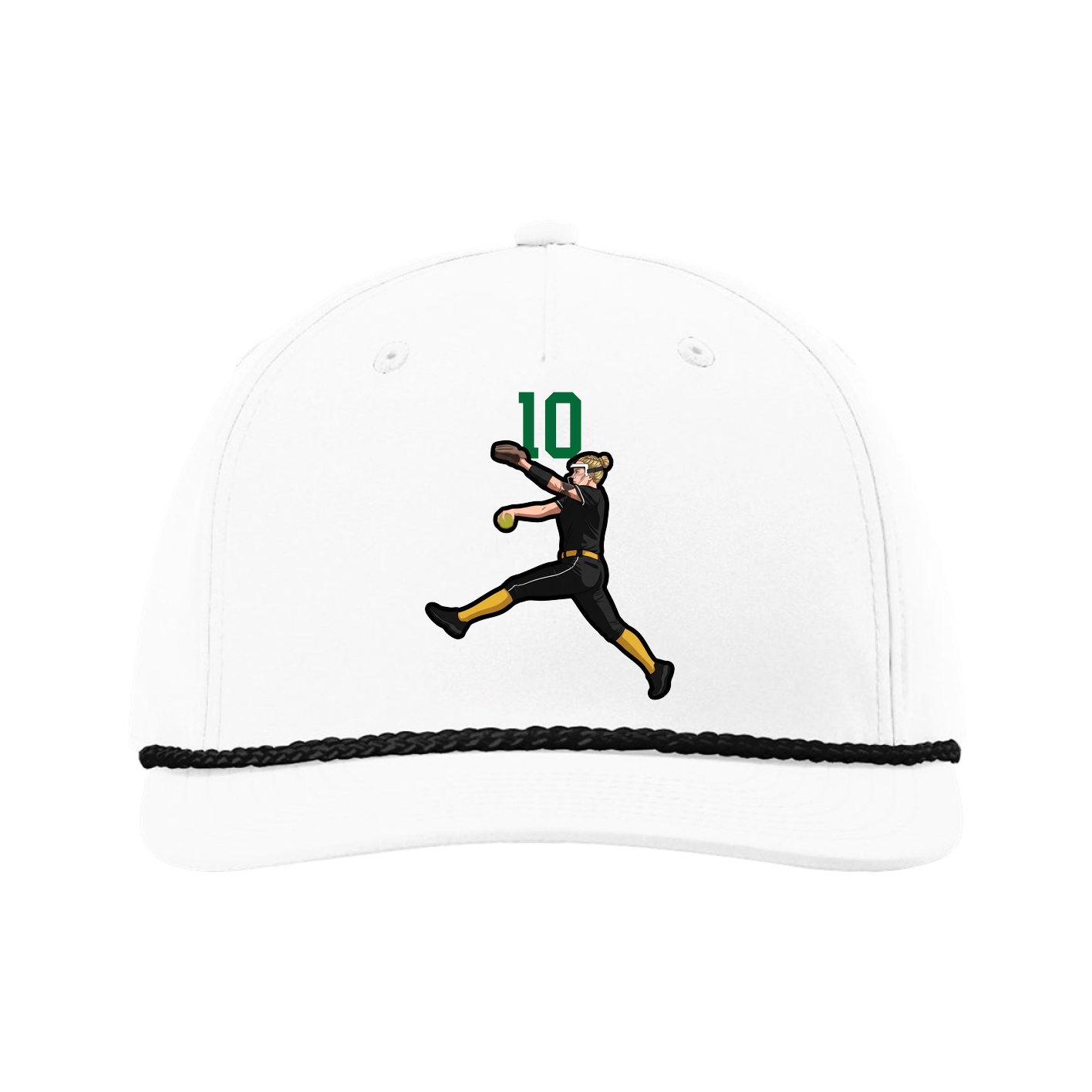 Five-Panel Classic Rope Cap — Number Top in White