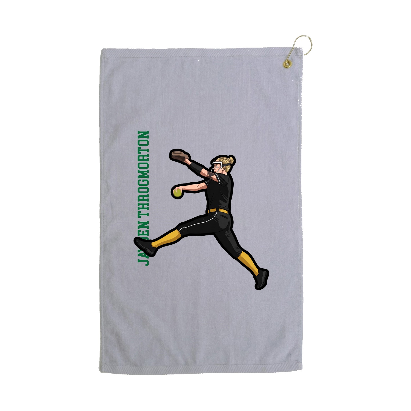 Golf Towel — Name Vertical in Grey