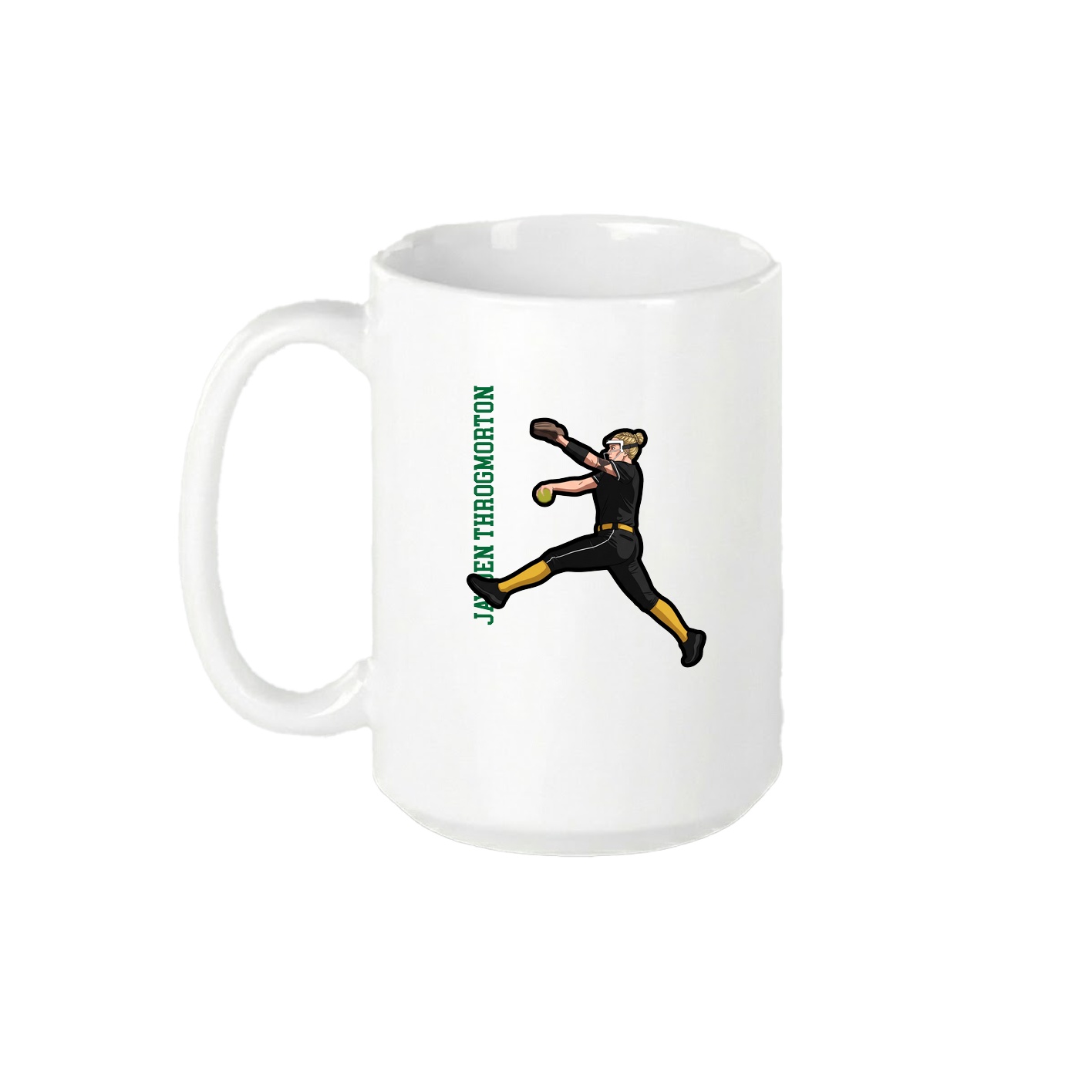15oz Coffee Mug — Name Vertical in White