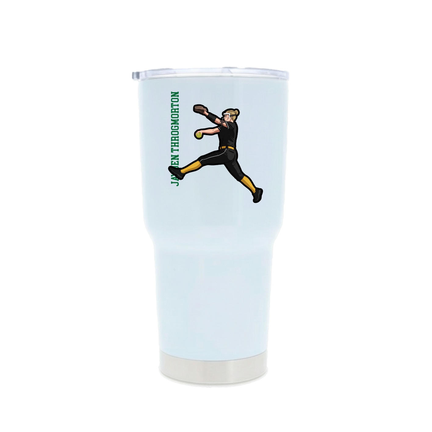 30oz Stainless Steel Tumbler — Name Vertical in White