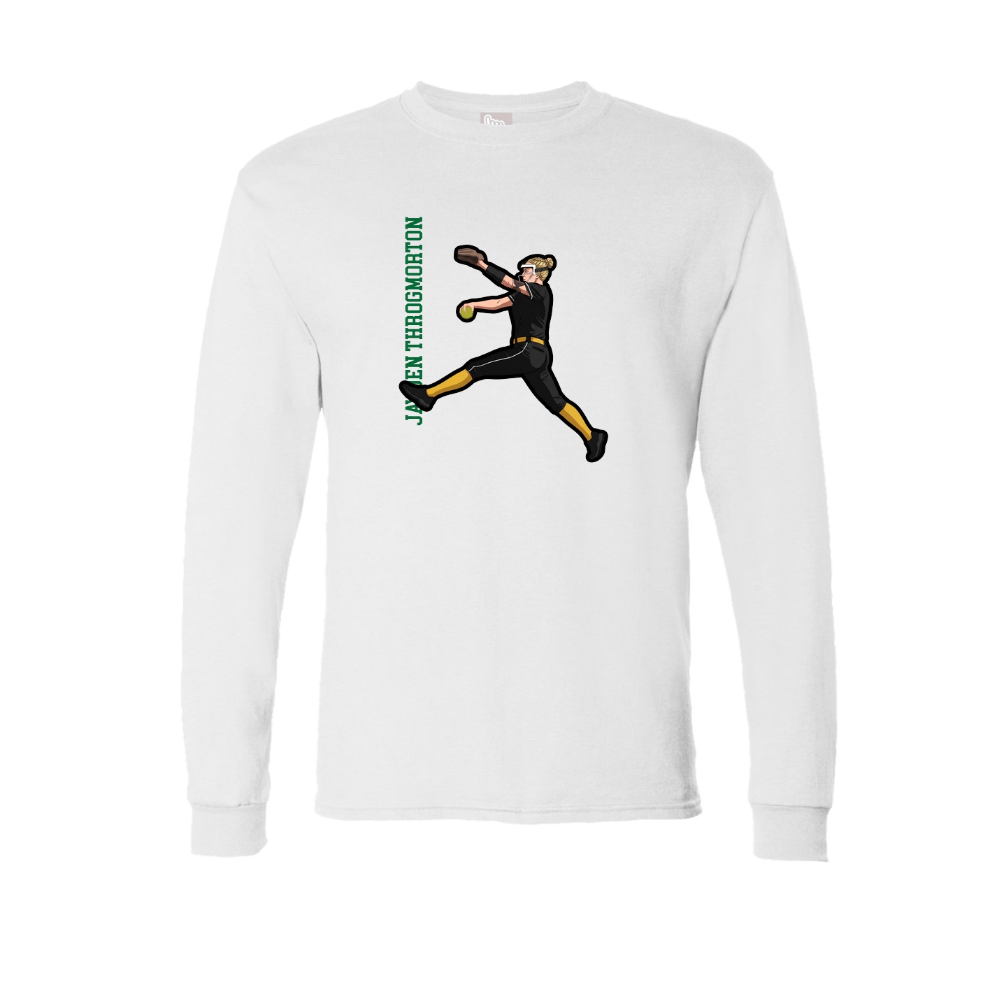 Long Sleeve Tee — Name Vertical in White