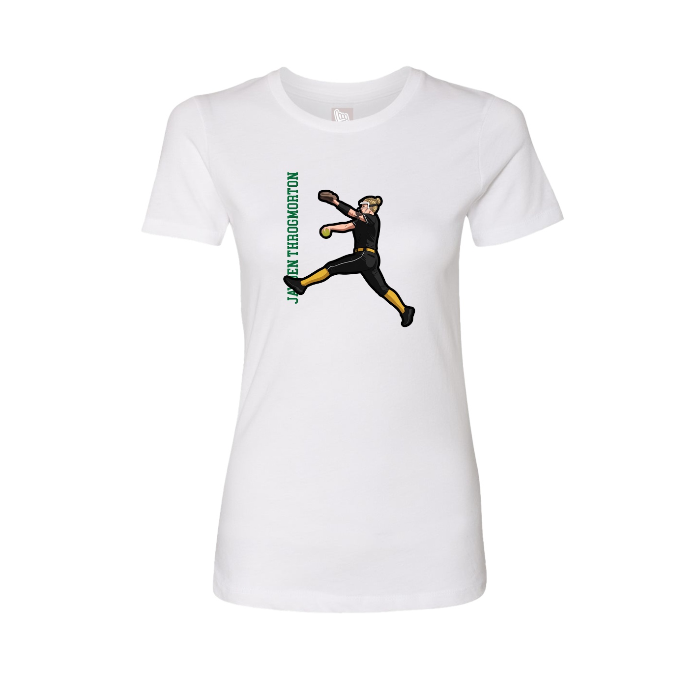 Fitted Women's Tee — Name Vertical in White