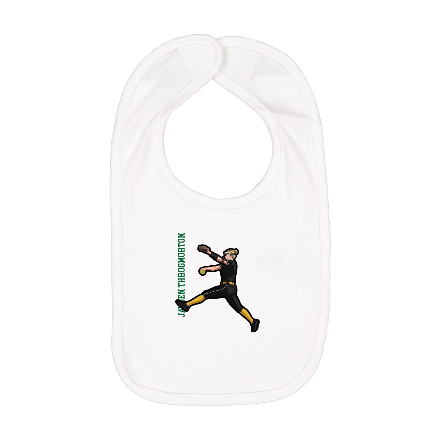 Infant Bib — Name Vertical in White