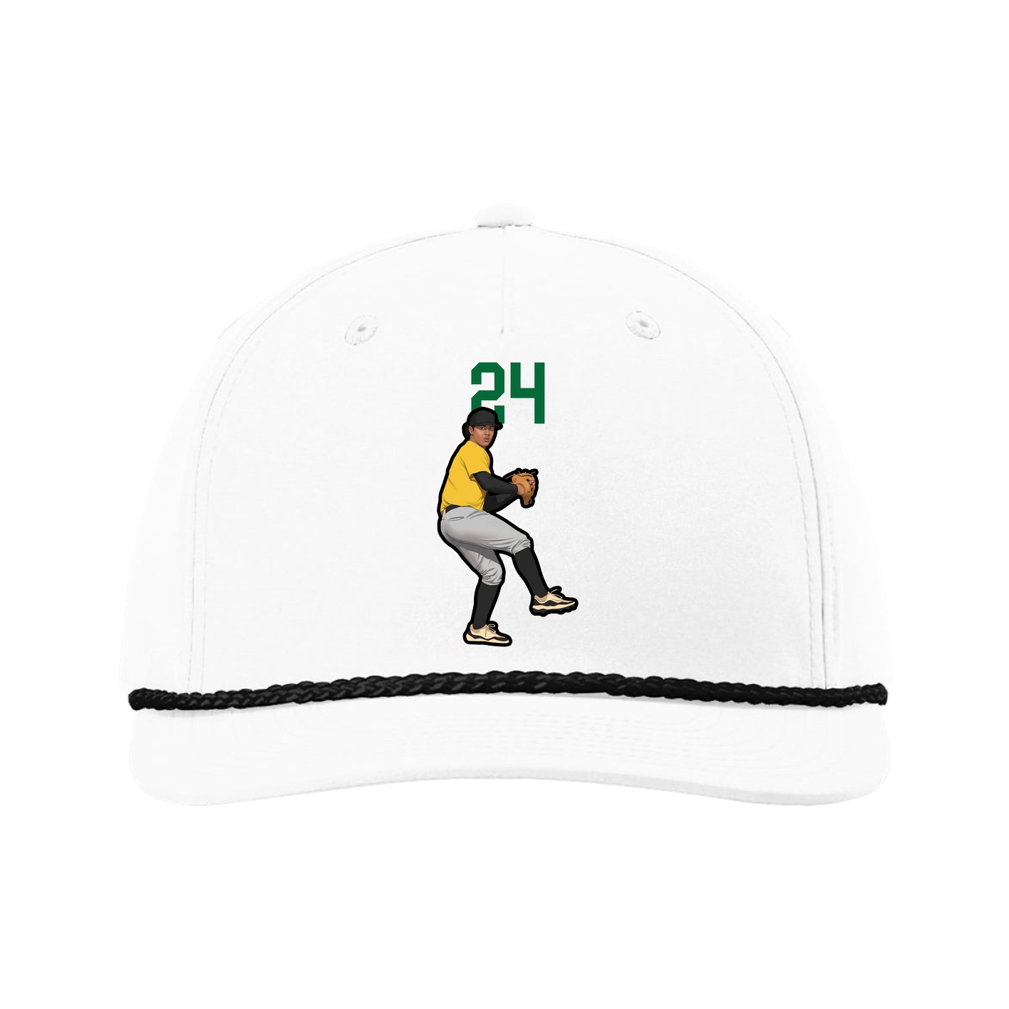 Five-Panel Classic Rope Cap — Number Top in White