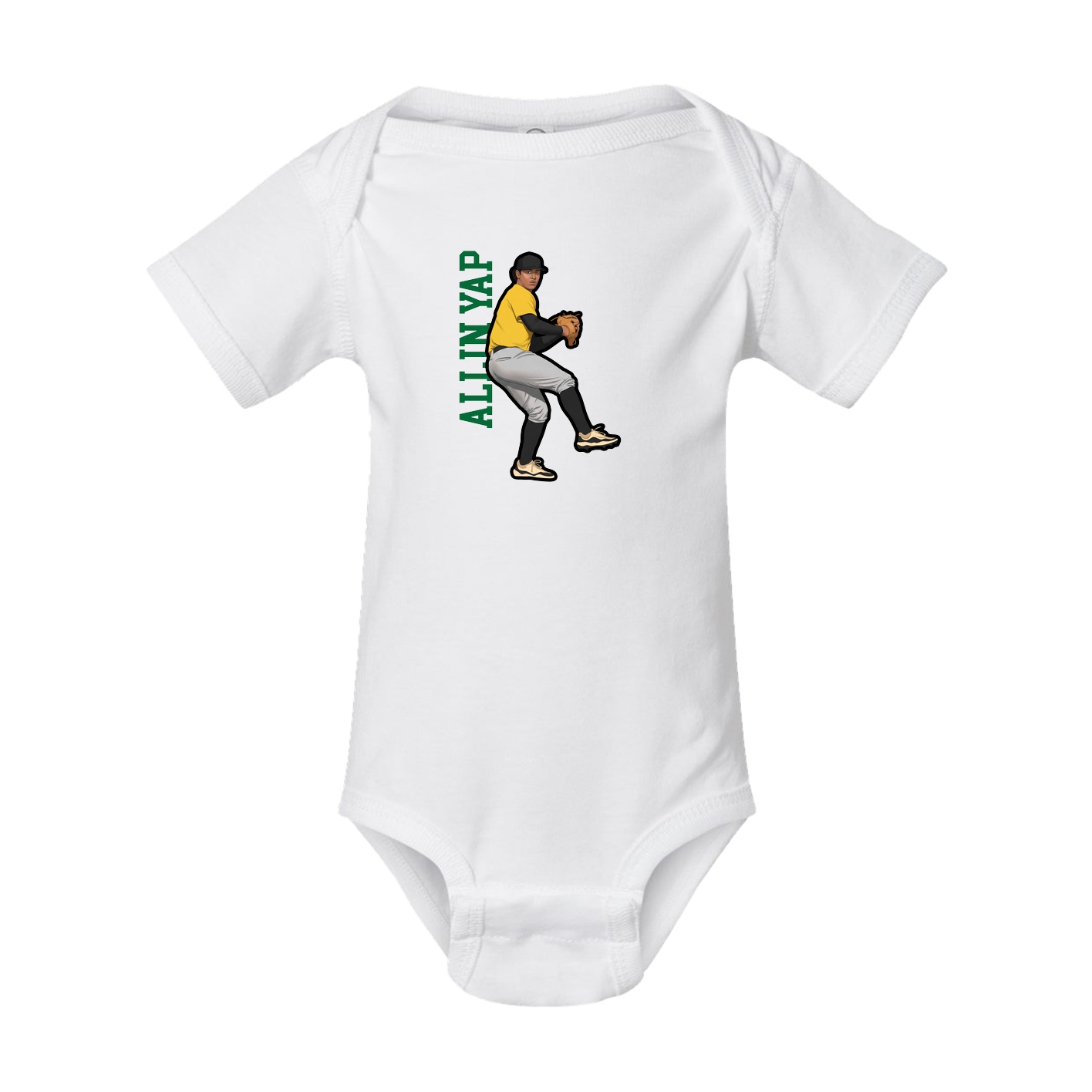 Baby Onesie — Name Vertical in White