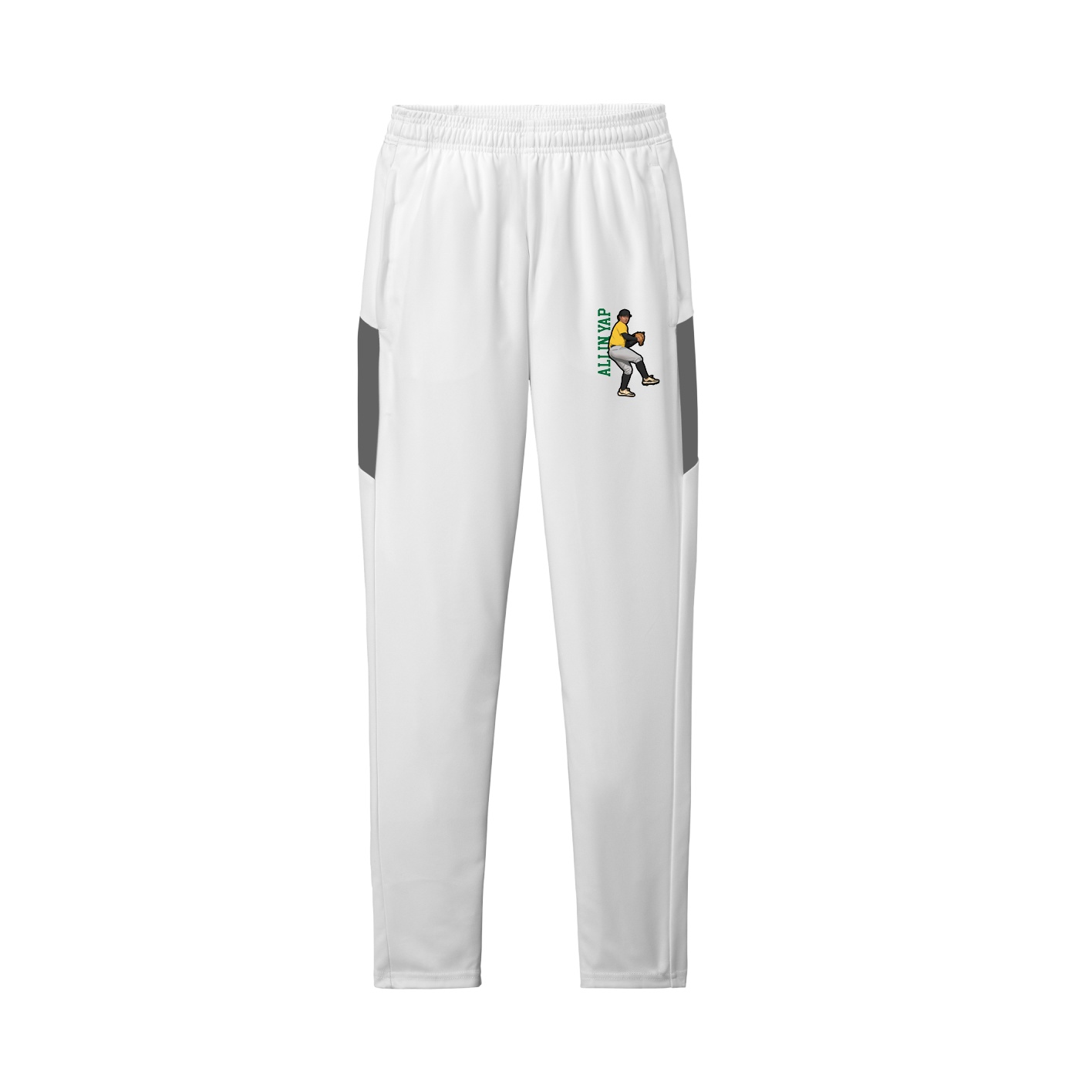 Team Travel Pant — Name Vertical in White/Grey