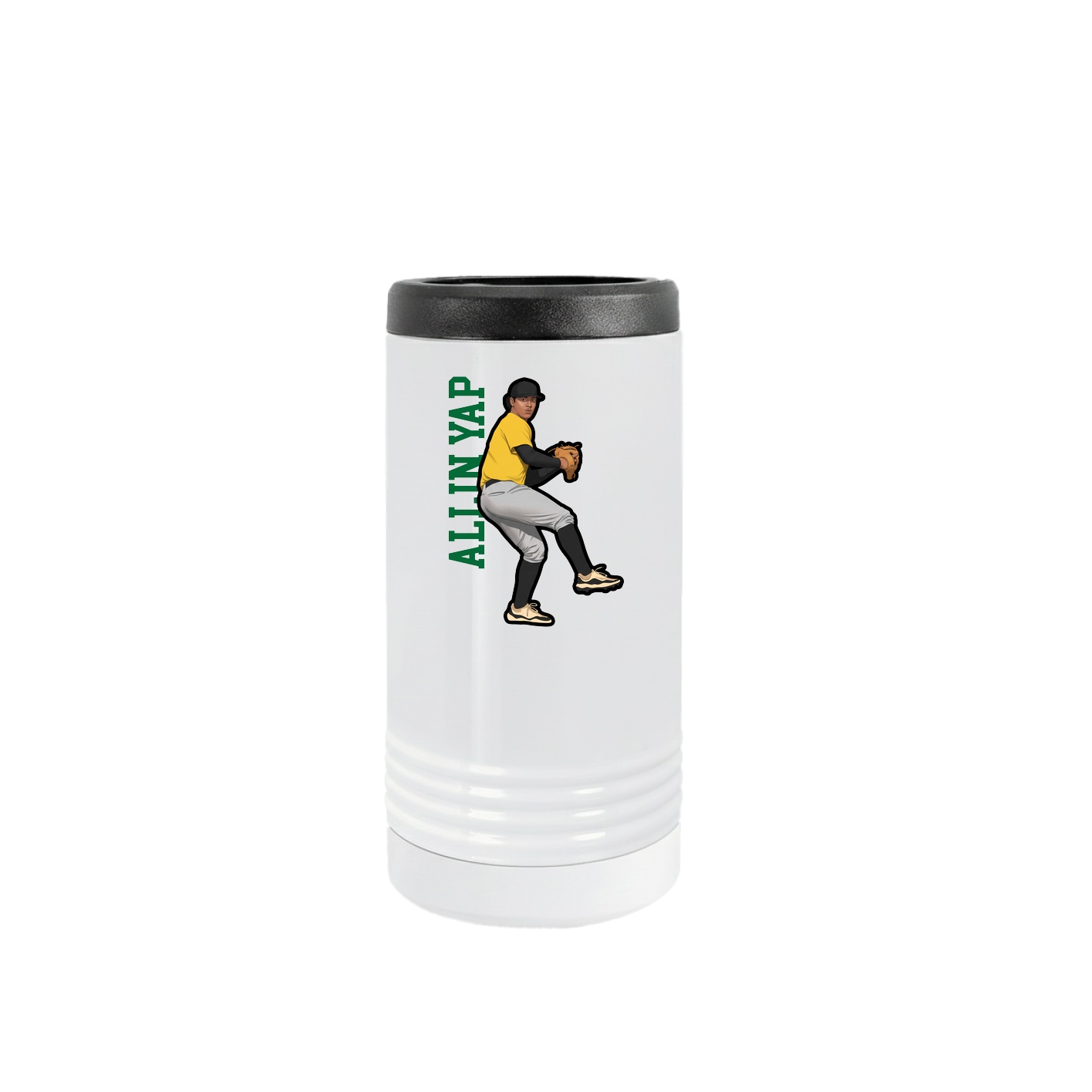 Slim Beverage Holder — Name Vertical in White