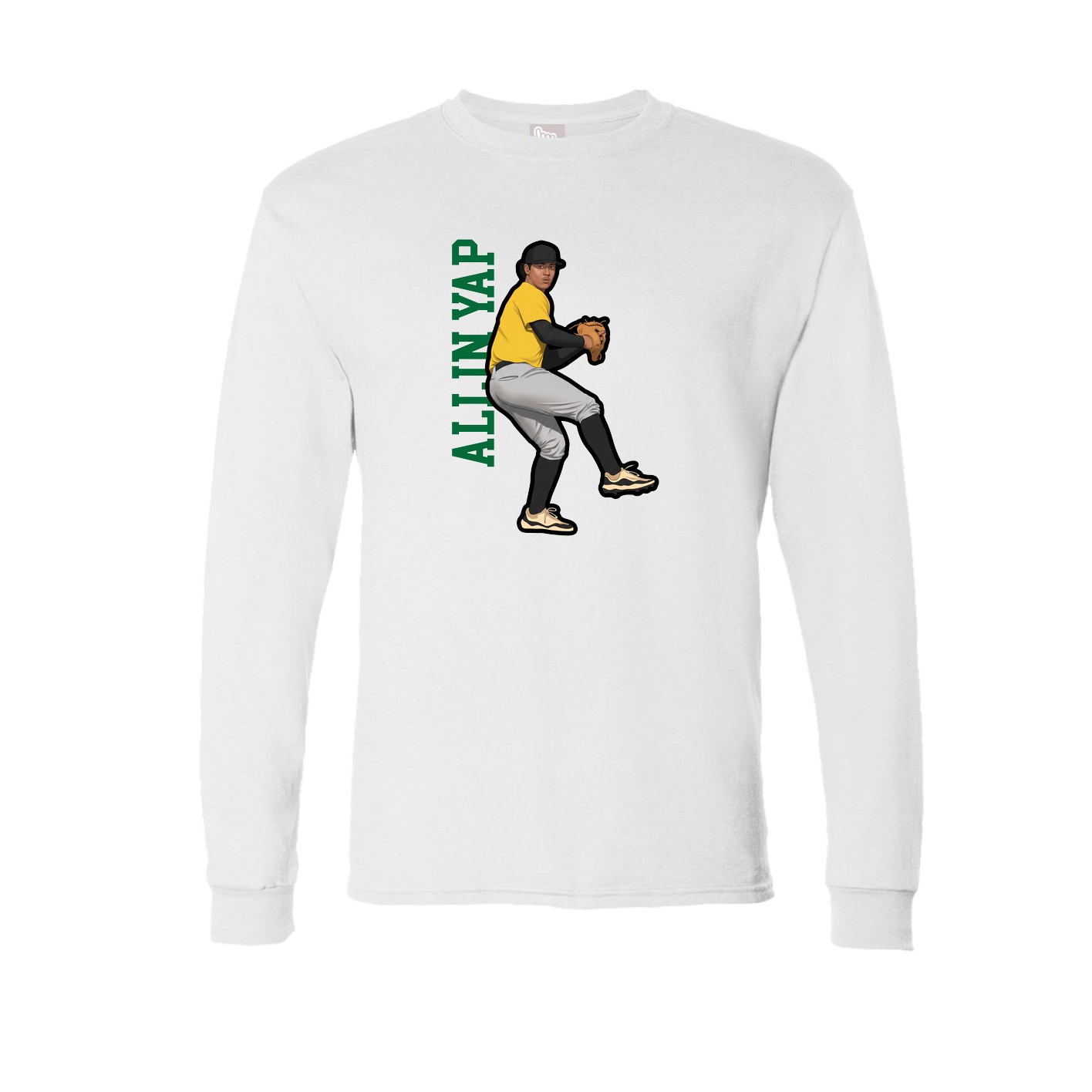 Long Sleeve Tee — Name Vertical in White