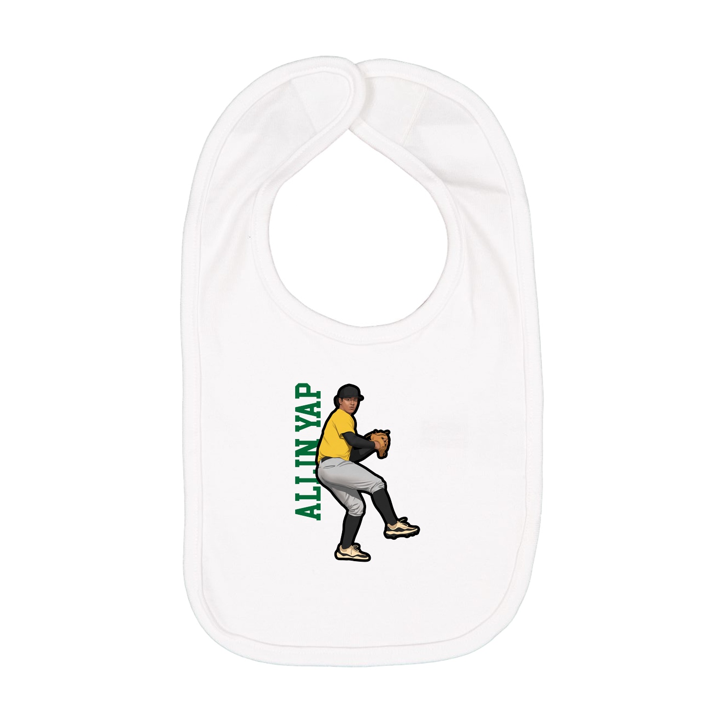 Infant Bib — Name Vertical in White