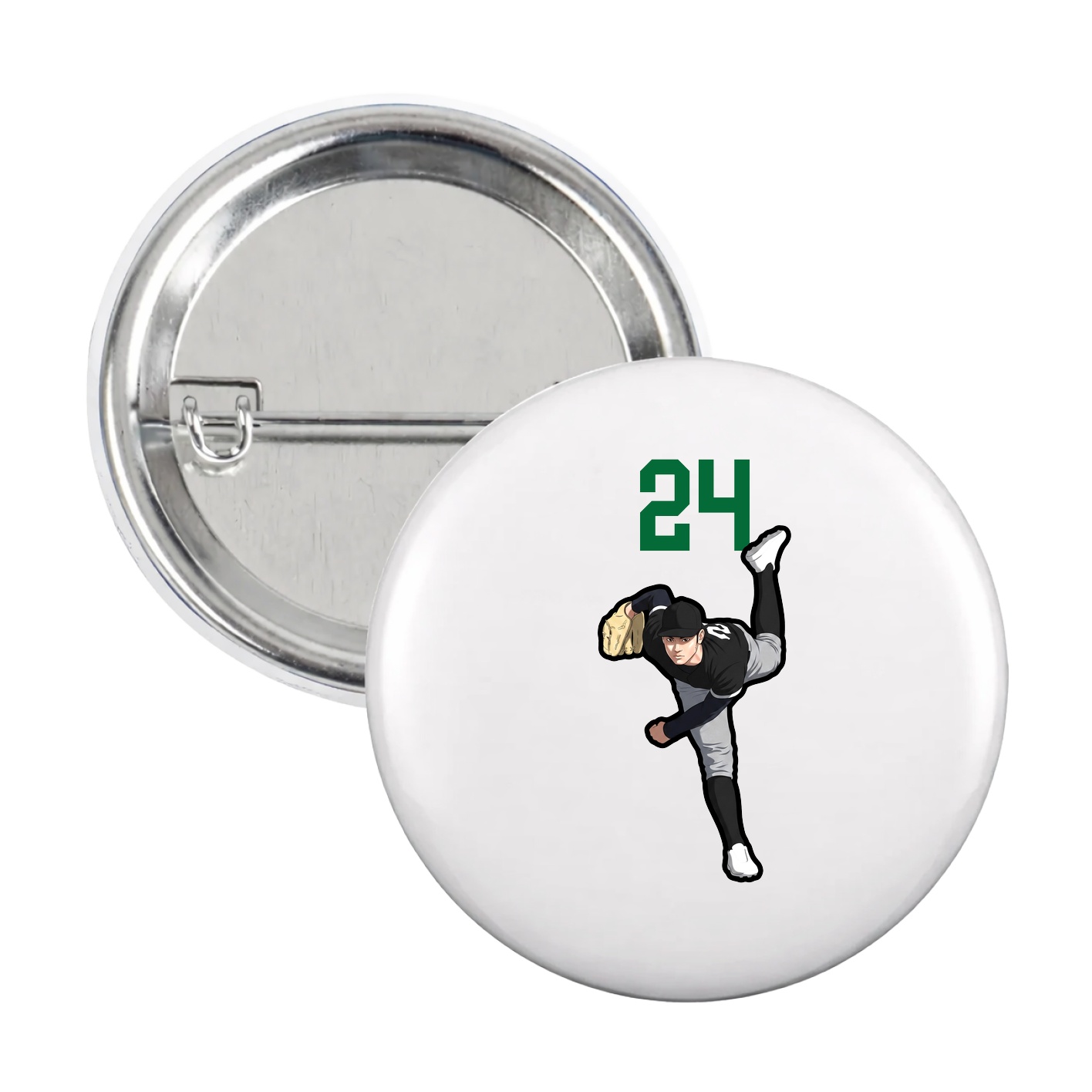 Game Day Button — Number Top in White