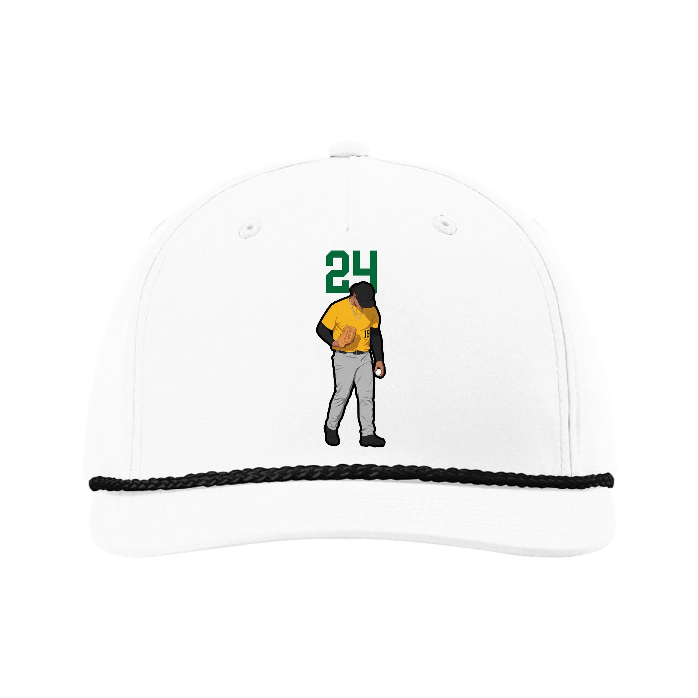 Five-Panel Classic Rope Cap — Number Top in White
