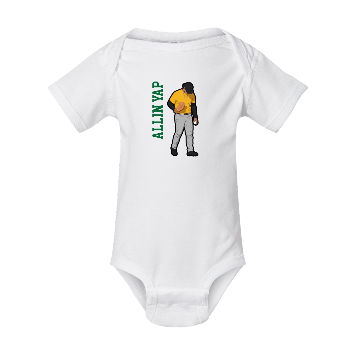 Baby Onesie — Name Vertical in White
