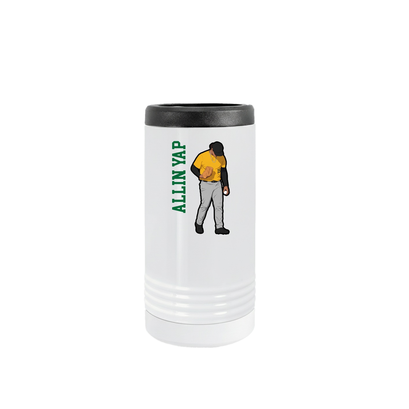 Slim Beverage Holder — Name Vertical in White