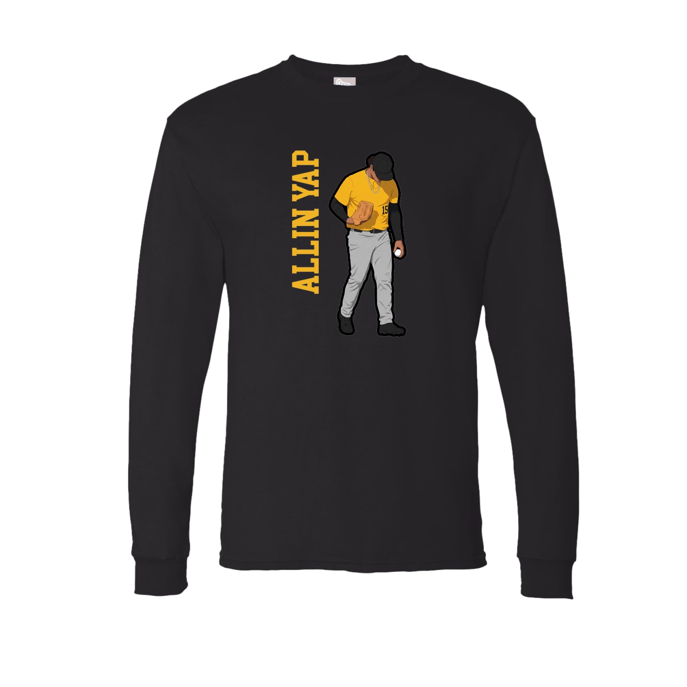 Long Sleeve Tee — Name Vertical in Black