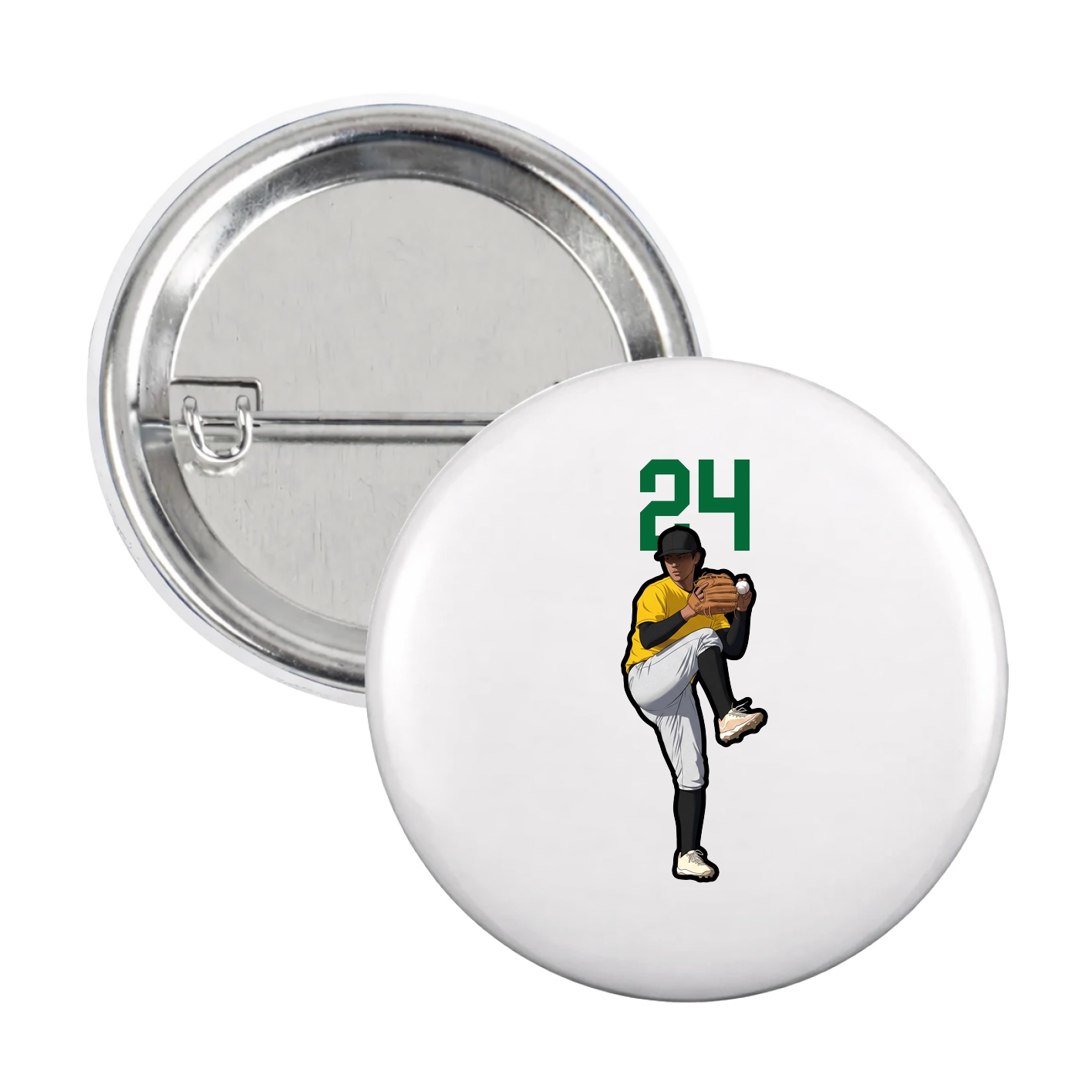 Game Day Button — Number Top in White