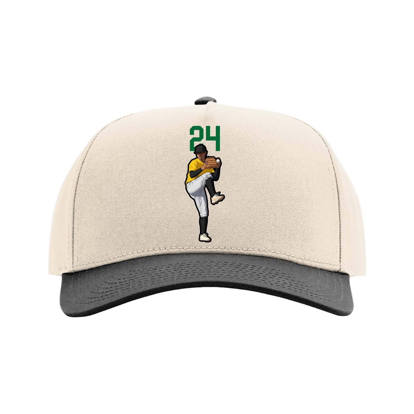 Full Fabric Five-Panel Champ Cap — Number Top in Cream/Black
