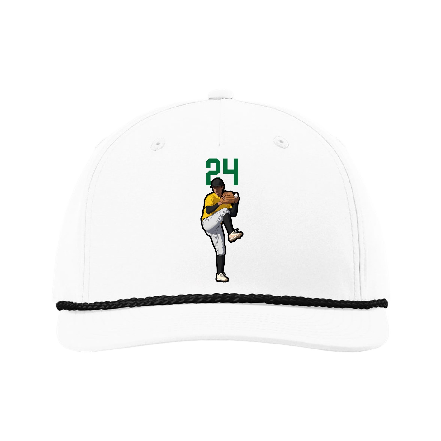 Five-Panel Classic Rope Cap — Number Top in White