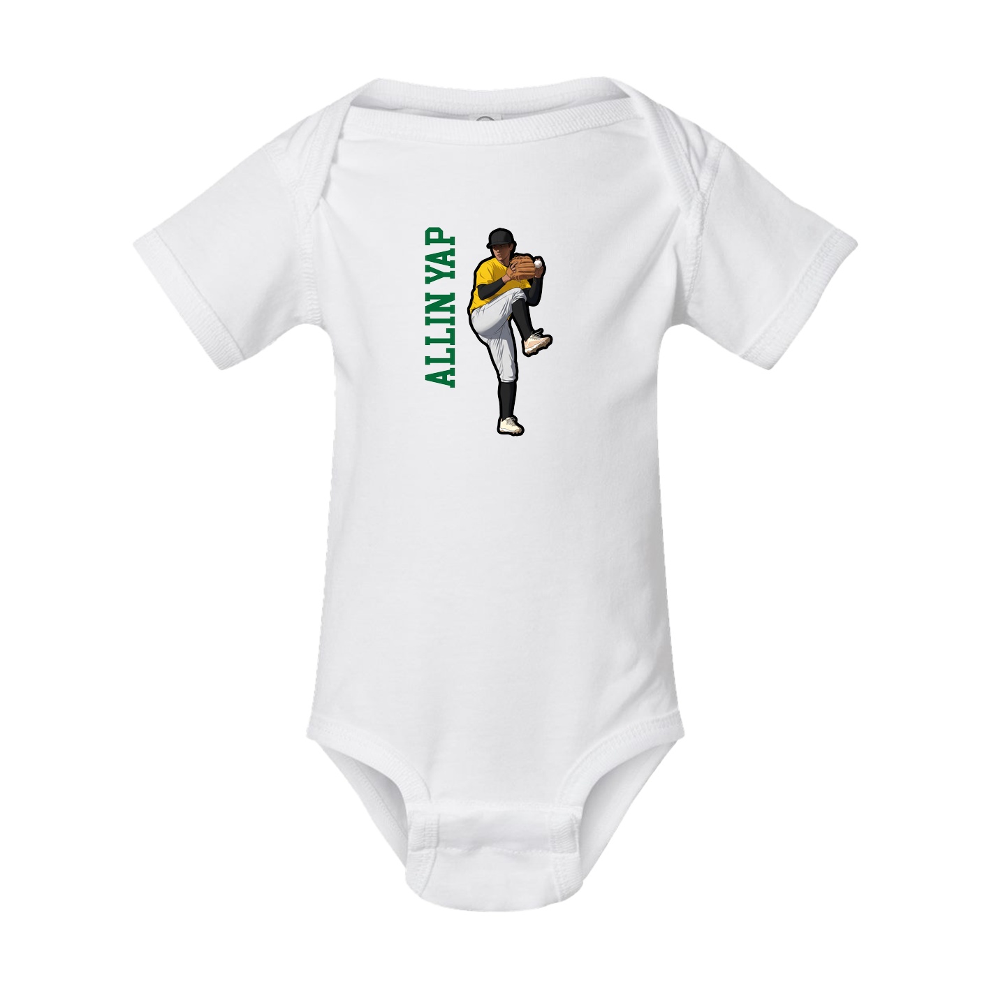 Baby Onesie — Name Vertical in White