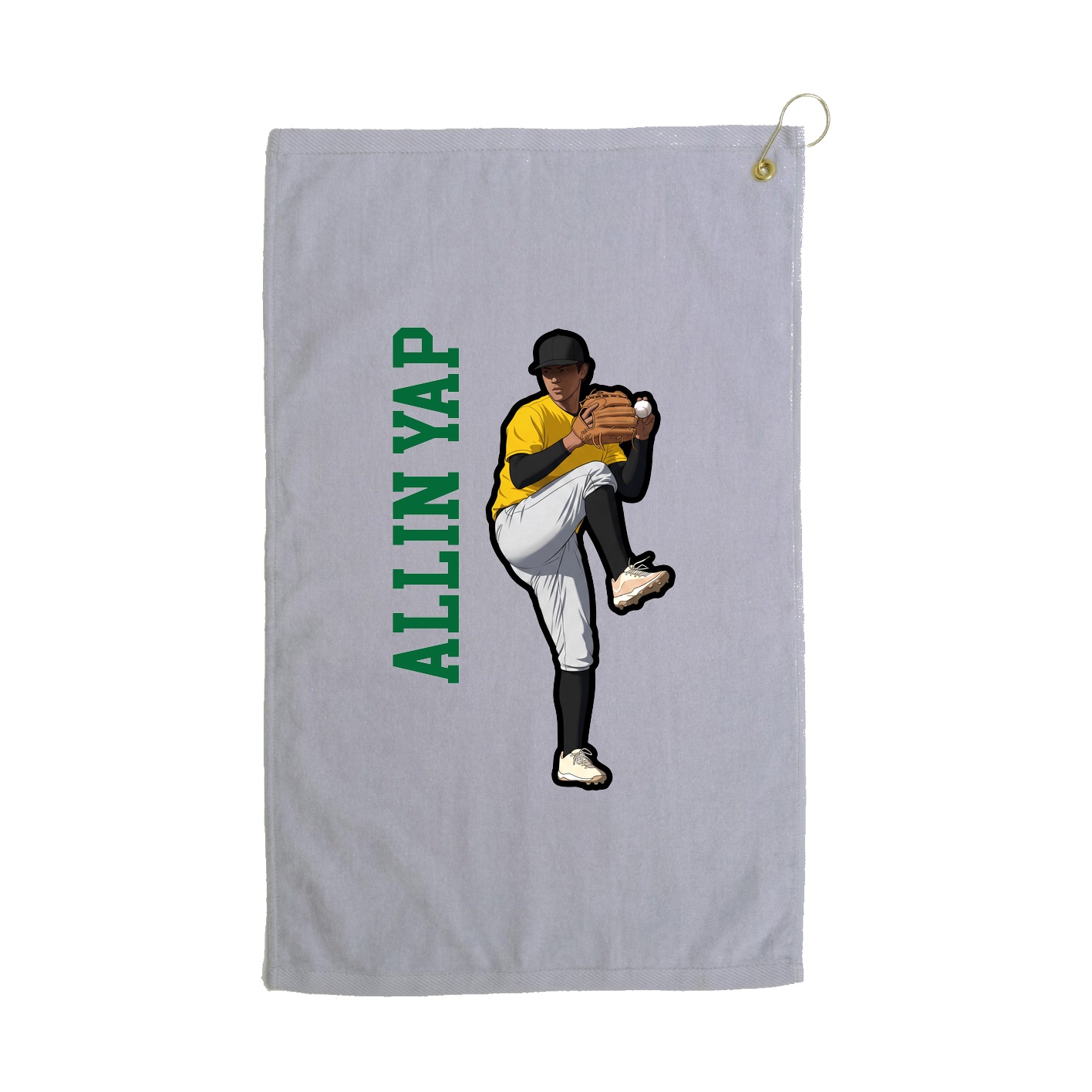 Golf Towel — Name Vertical in Grey