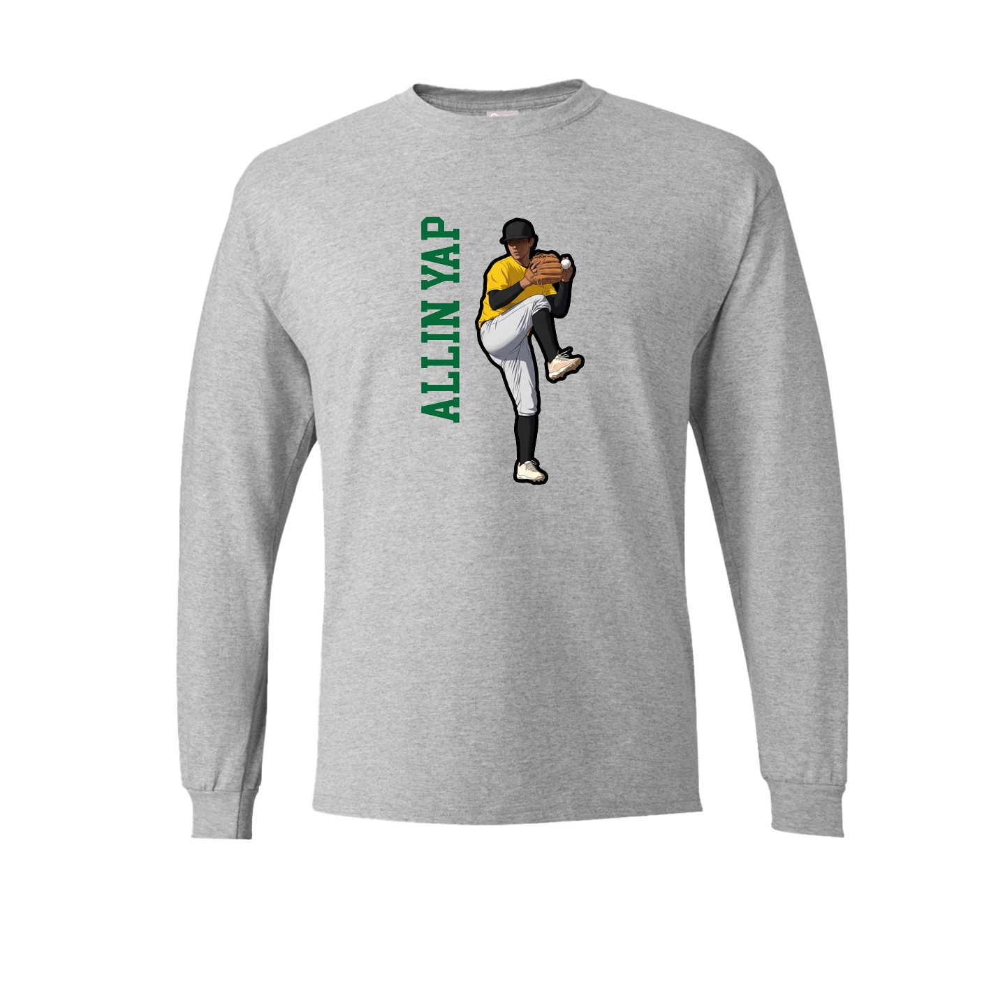 Long Sleeve Tee — Name Vertical in Grey