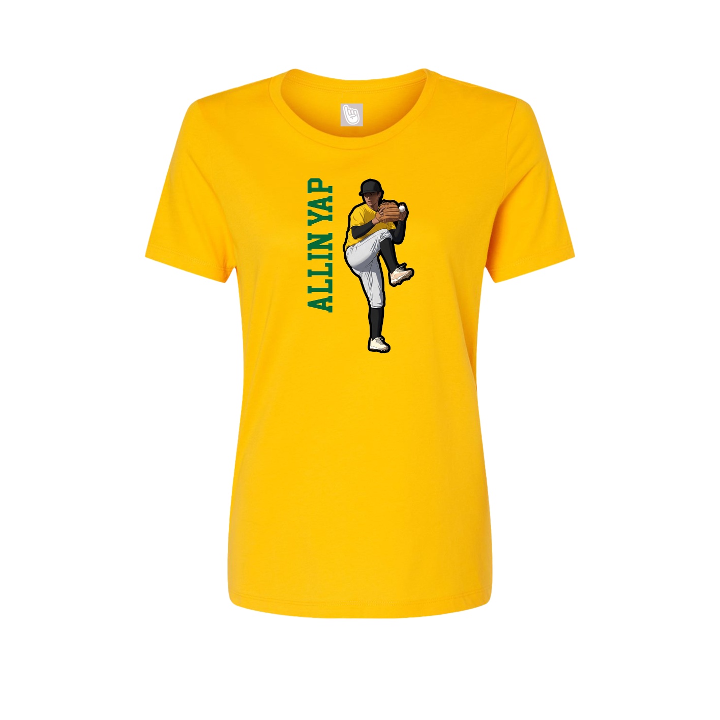 Fitted Women's Tee — Name Vertical in Gold