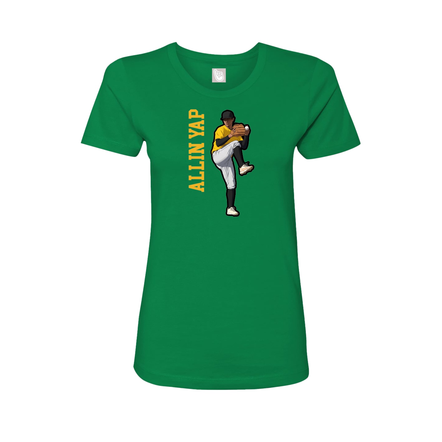 Womens Tee — Name Vertical in Green