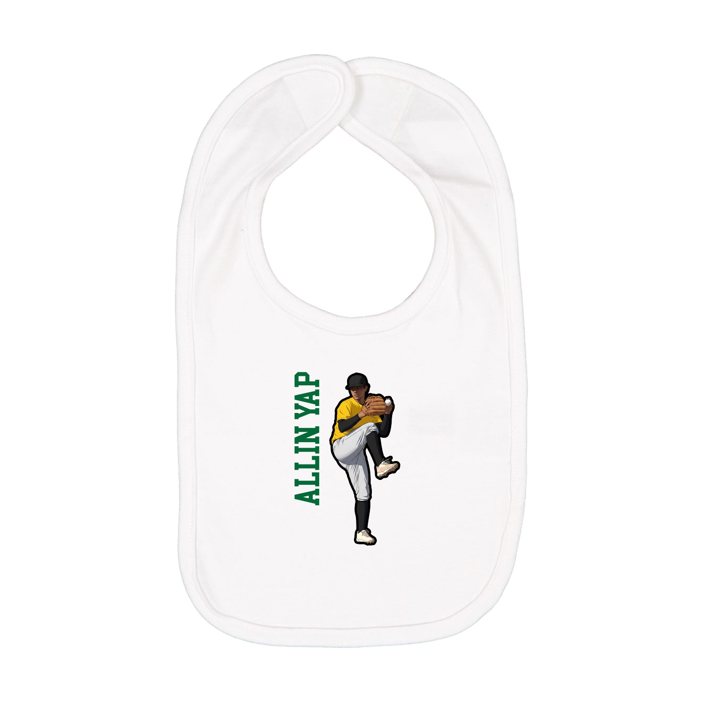 Infant Bib — Name Vertical in White