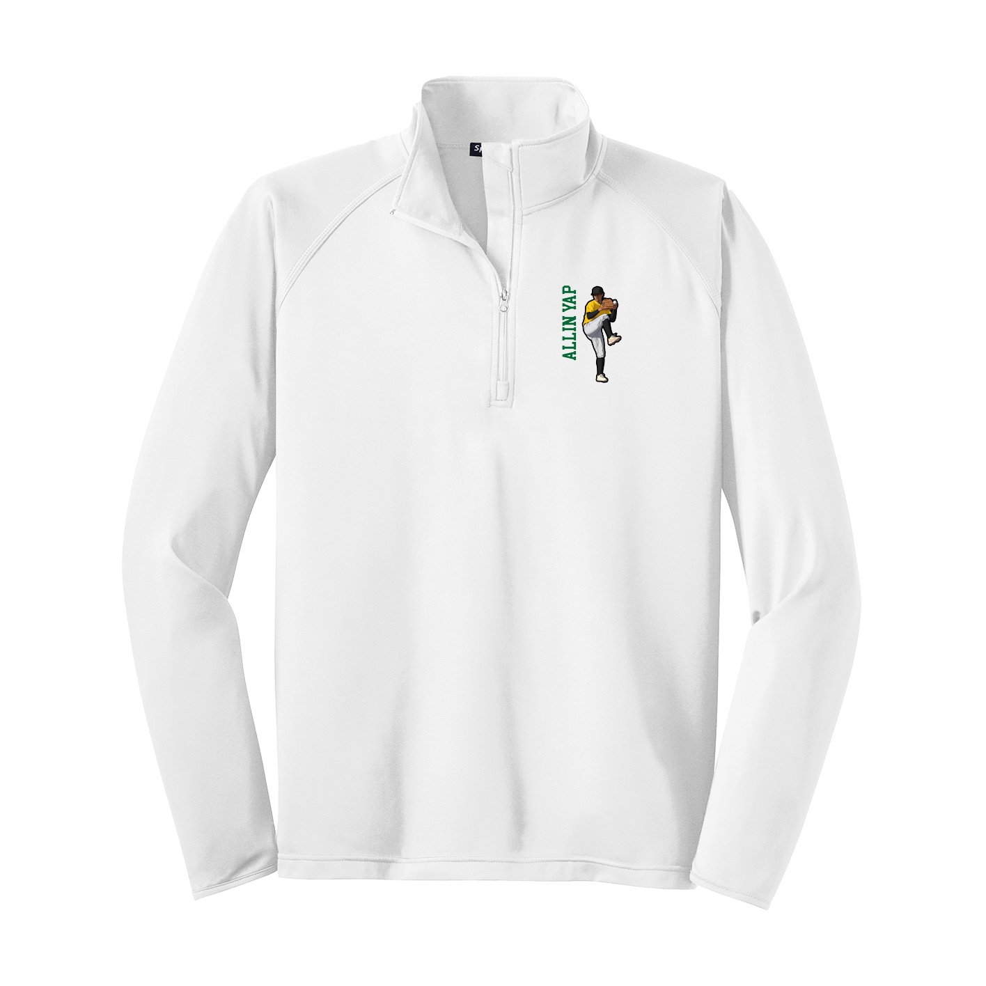 Q-Zip Pullover — Name Vertical in White