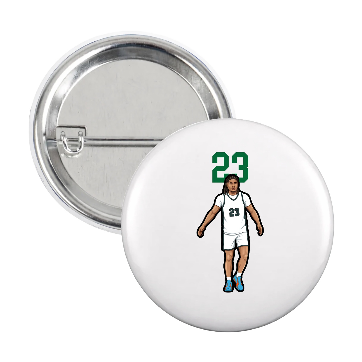 Game Day Button — Number Top in White