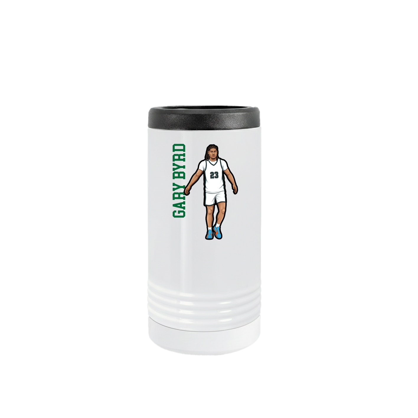 Slim Beverage Holder — Name Vertical in White