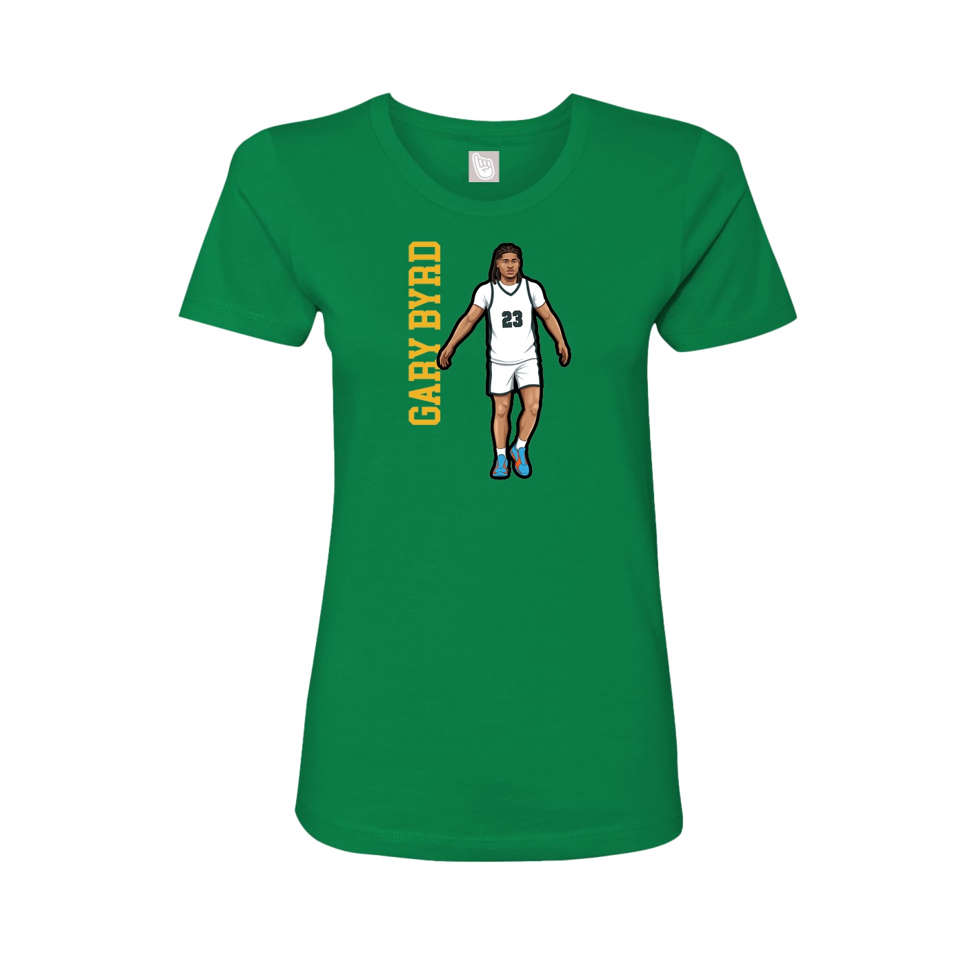 Fitted Women's Tee — Name Vertical in Green