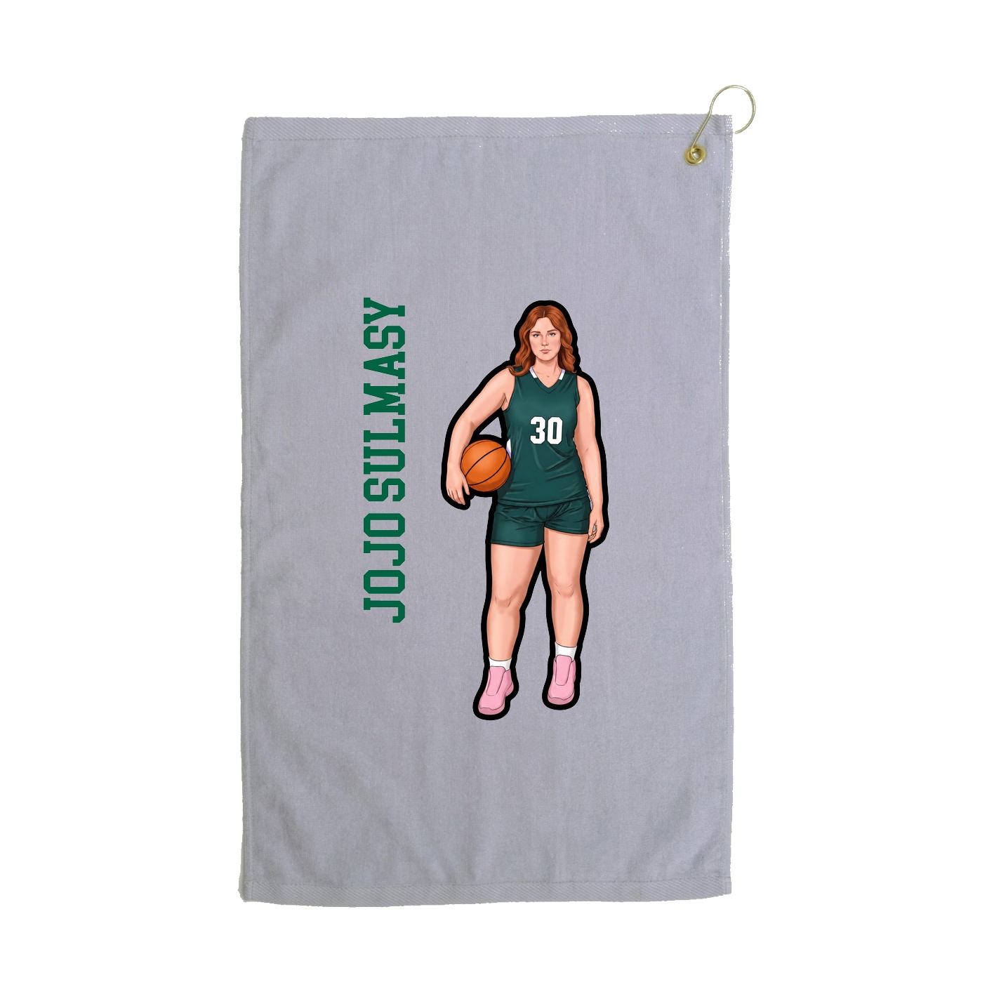 Golf Towel — Name Vertical in Grey