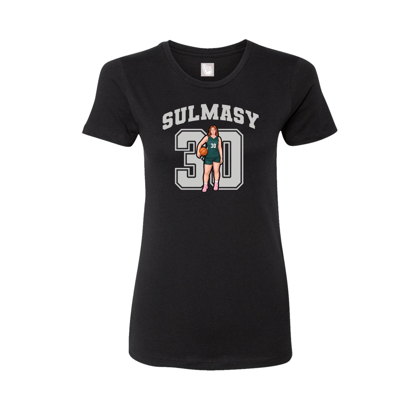 Fitted Women's Tee — Number in Black