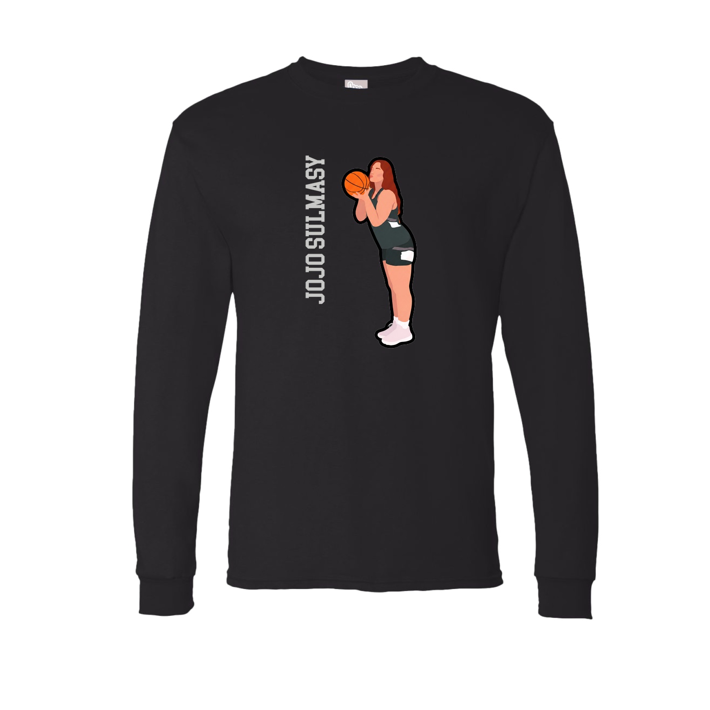 Long Sleeve Tee — Name Vertical in Black