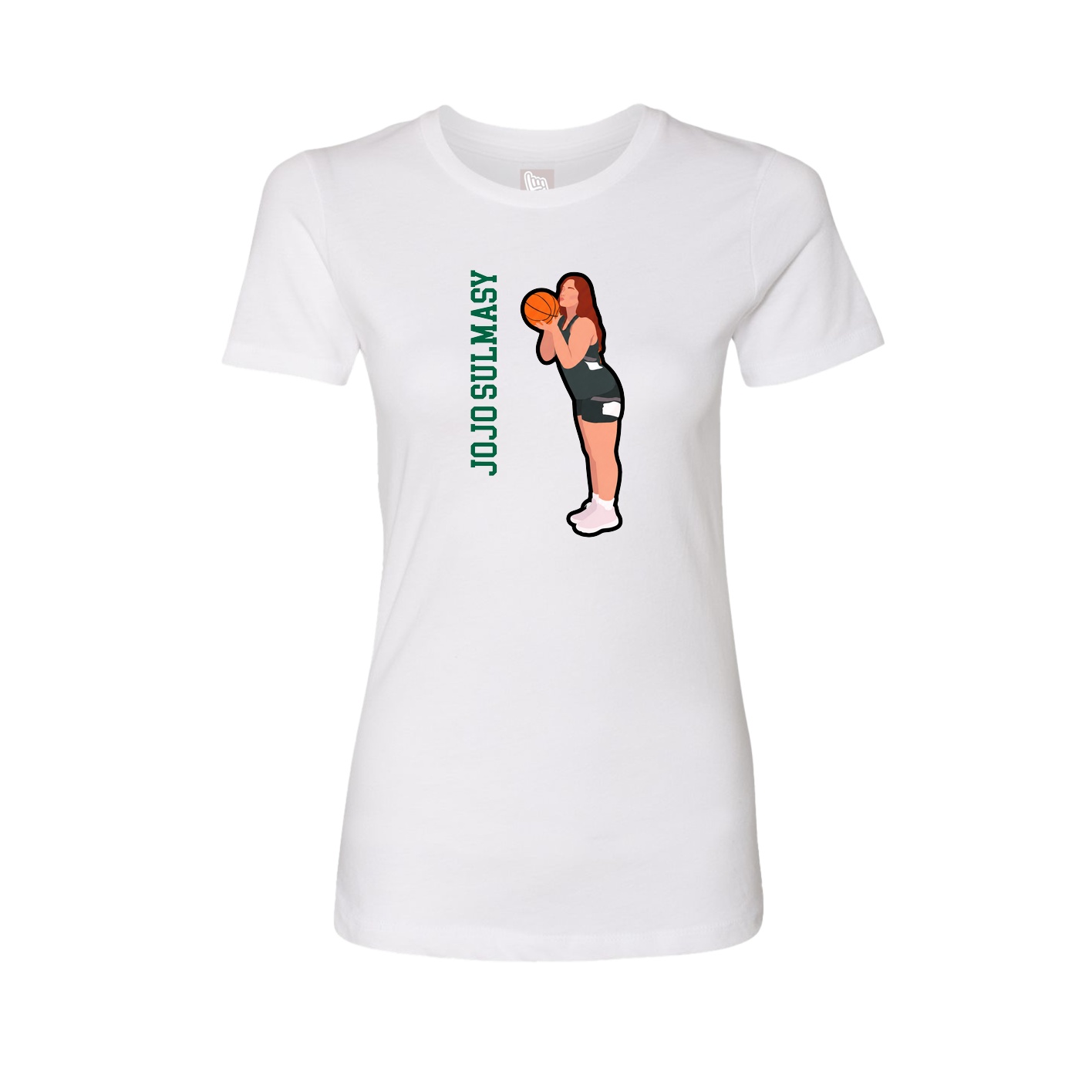 Fitted Women's Tee — Name Vertical in White