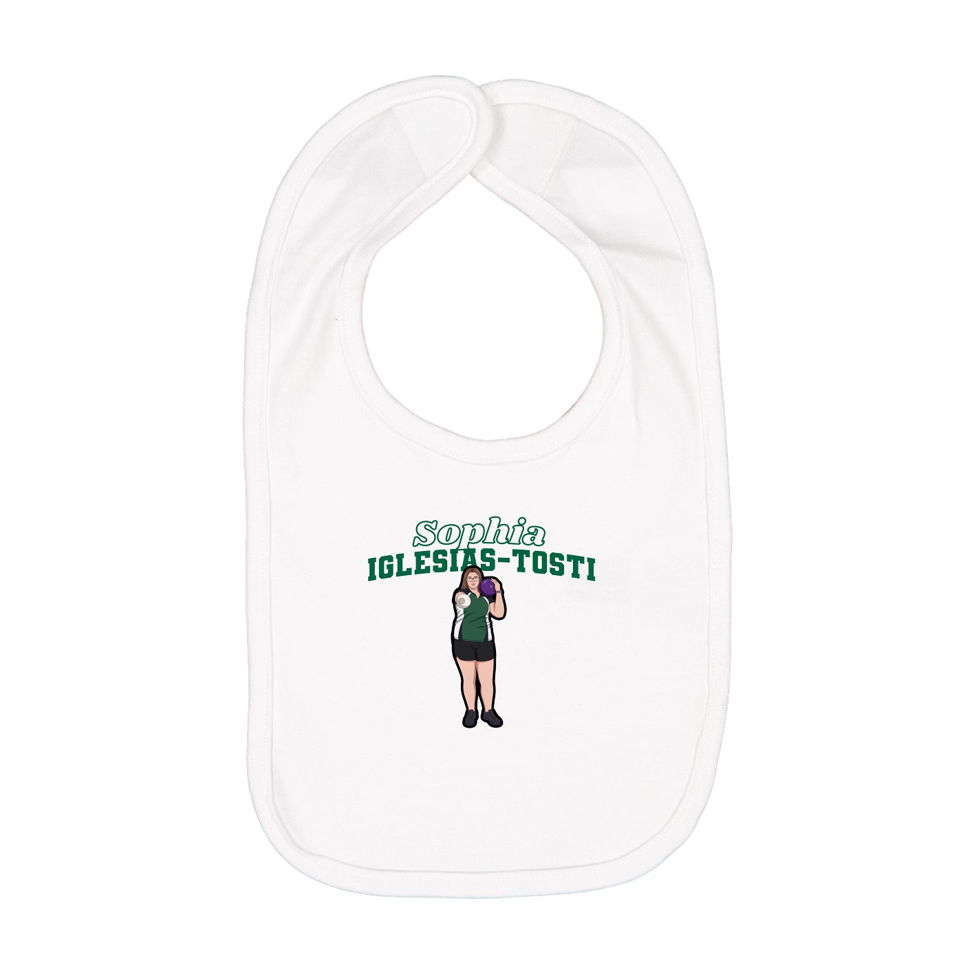 Infant Bib — Name Arch in White