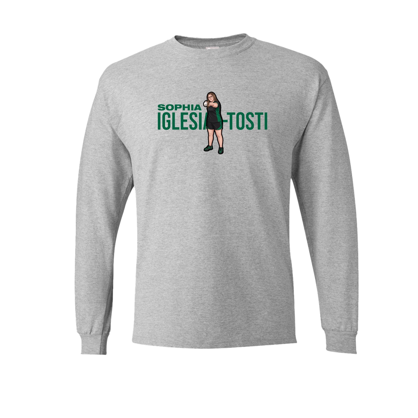Long Sleeve Tee — Player Name in Grey