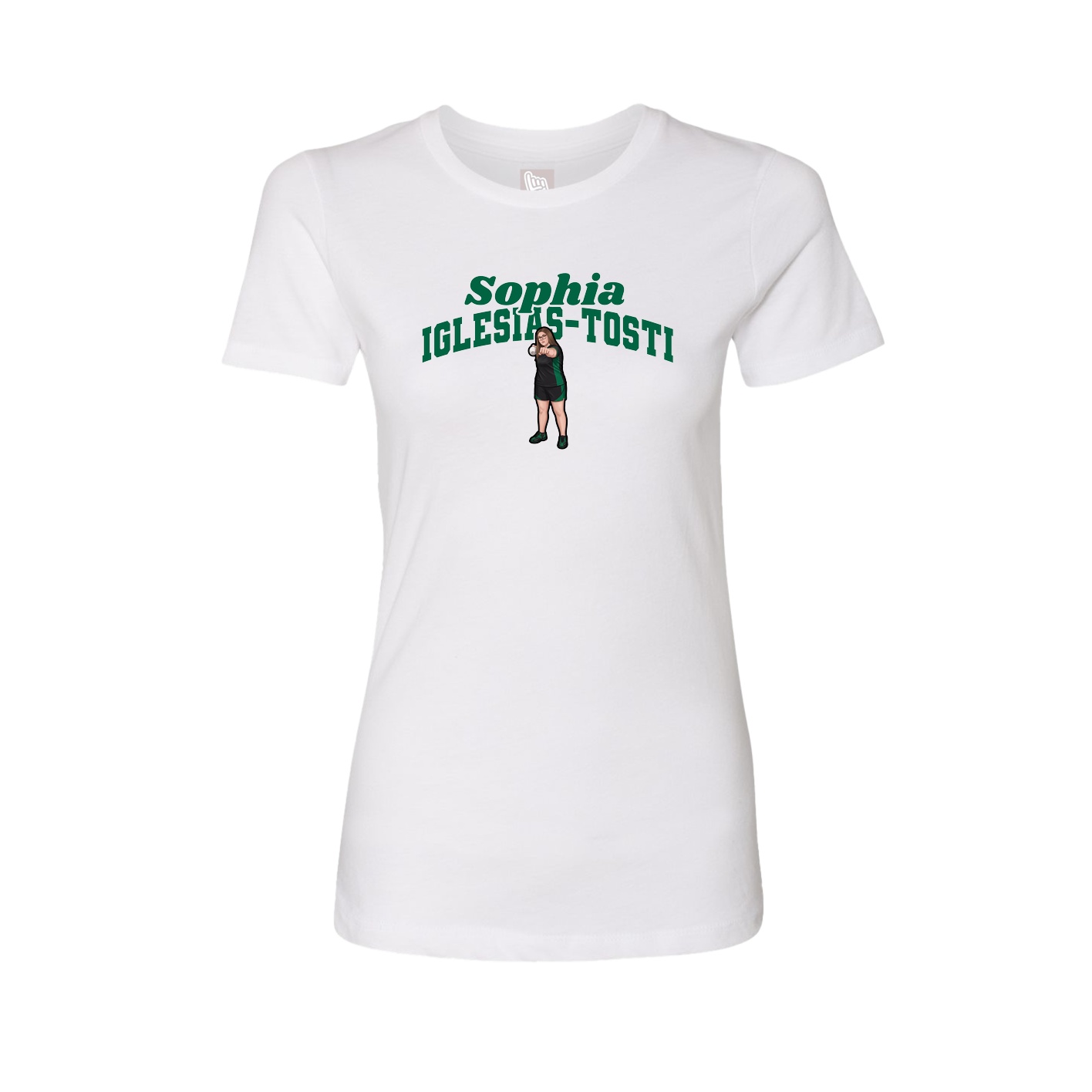 Fitted Women's Tee — Signature Arch in White