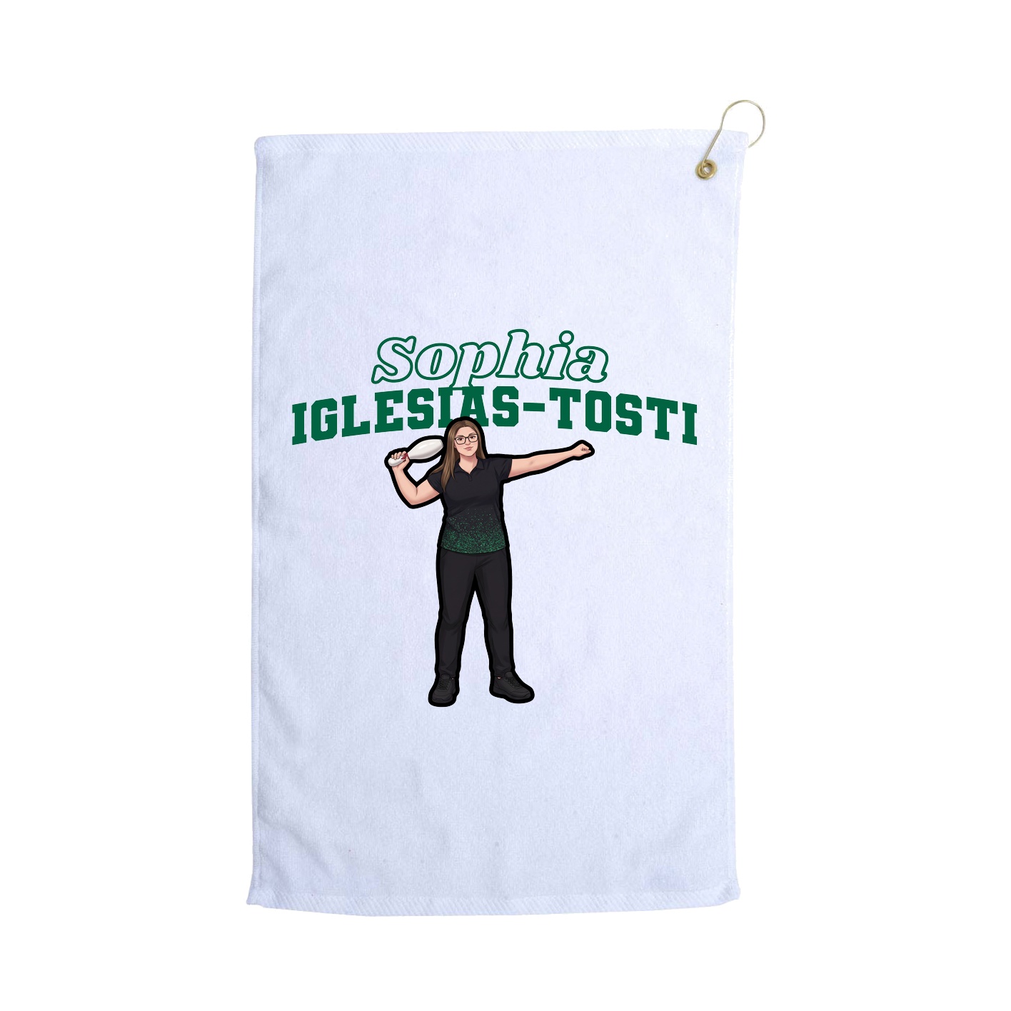 Golf Towel — Name Arch in White