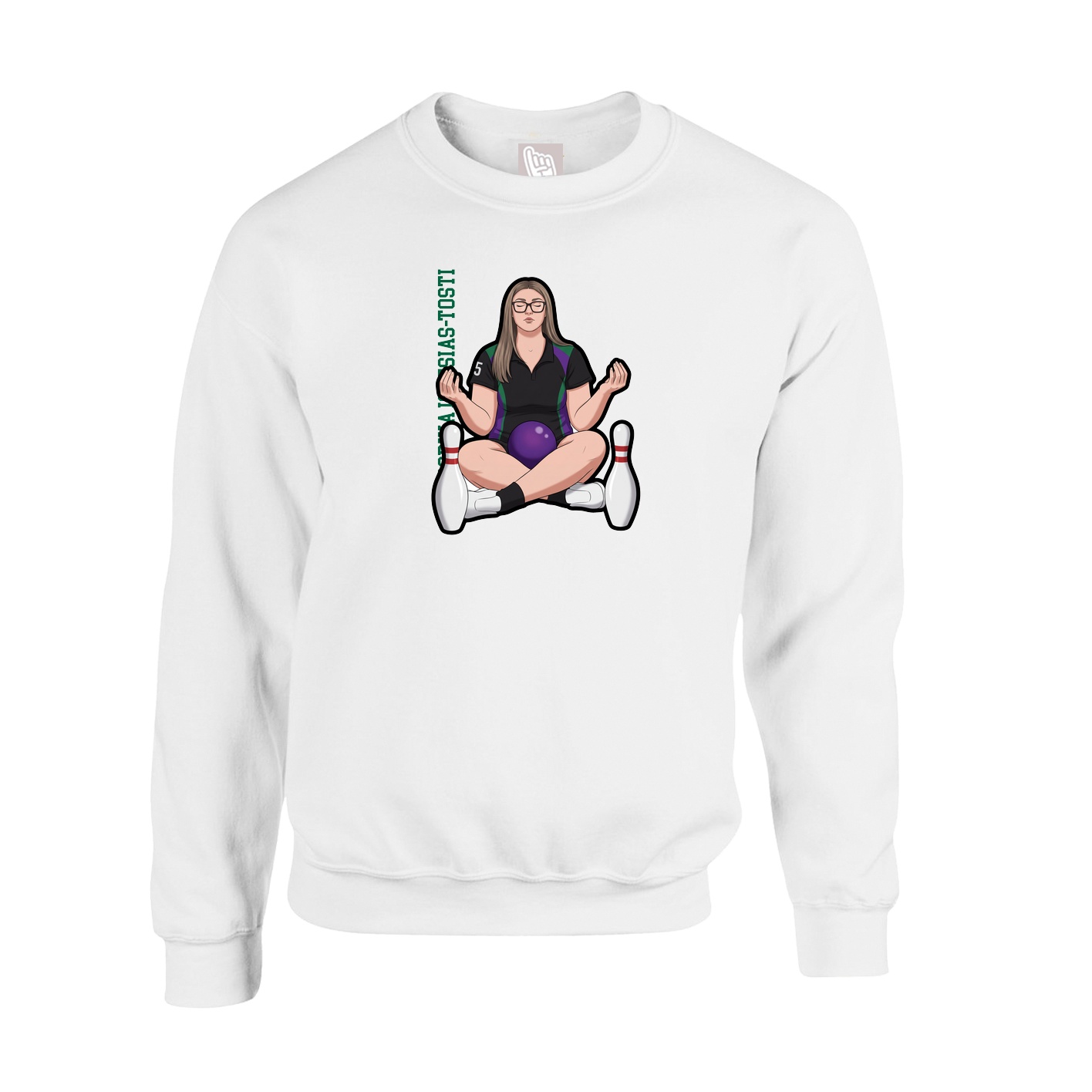 Fleece Crew — Name Vertical in White