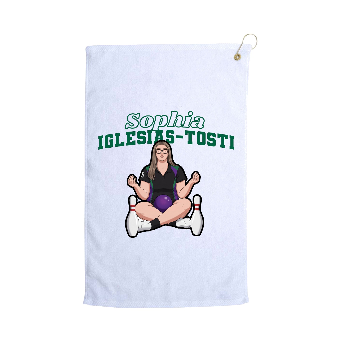 Golf Towel — Name Arch in White