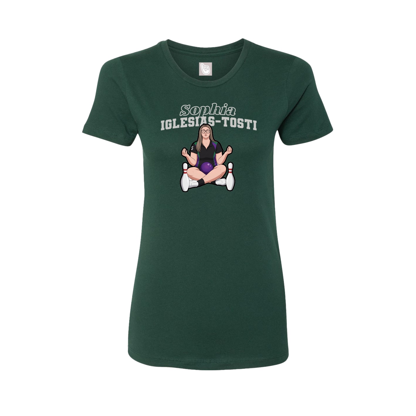Fitted Women's Tee — Name Arch in Green