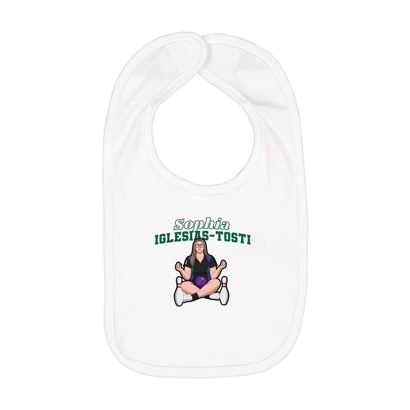 Infant Bib — Name Arch in White