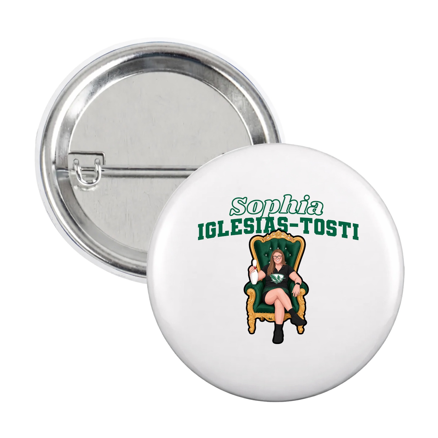 Game Day Button — Name Arch in White