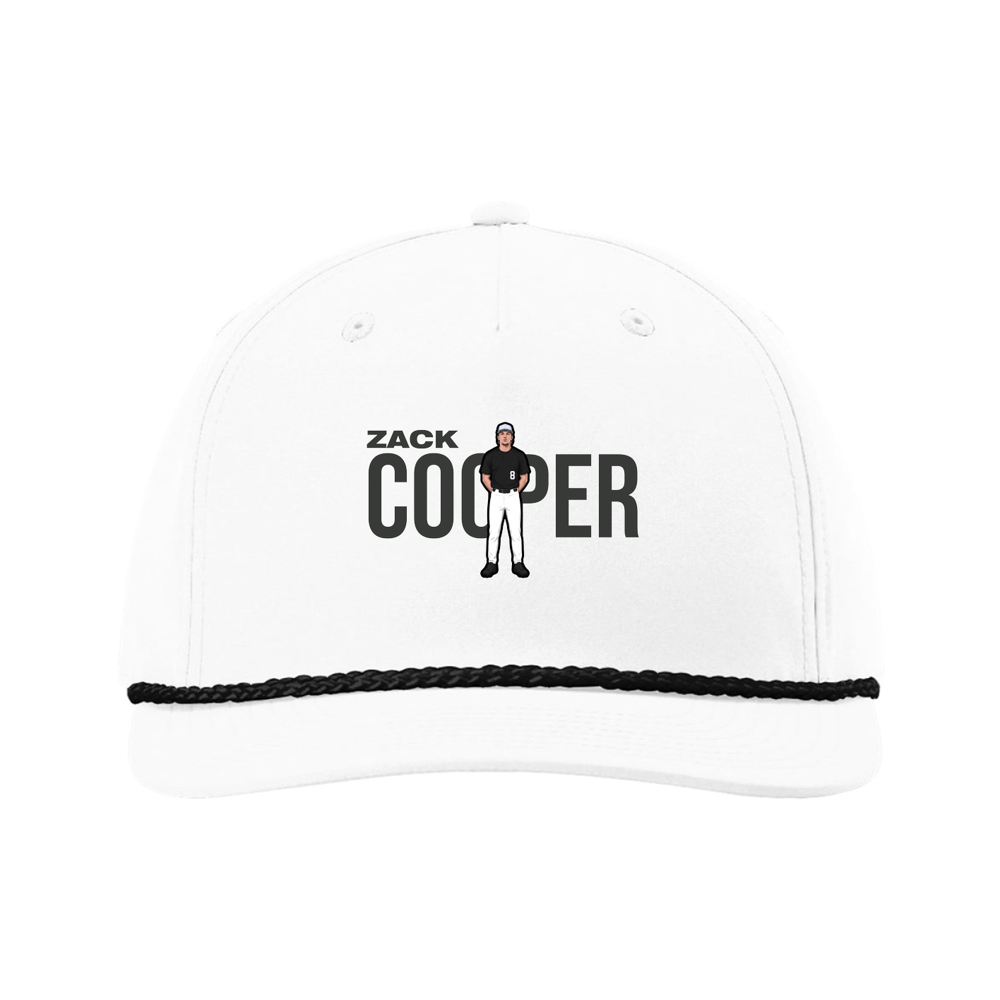 Five-Panel Classic Rope Cap — Player Name in White