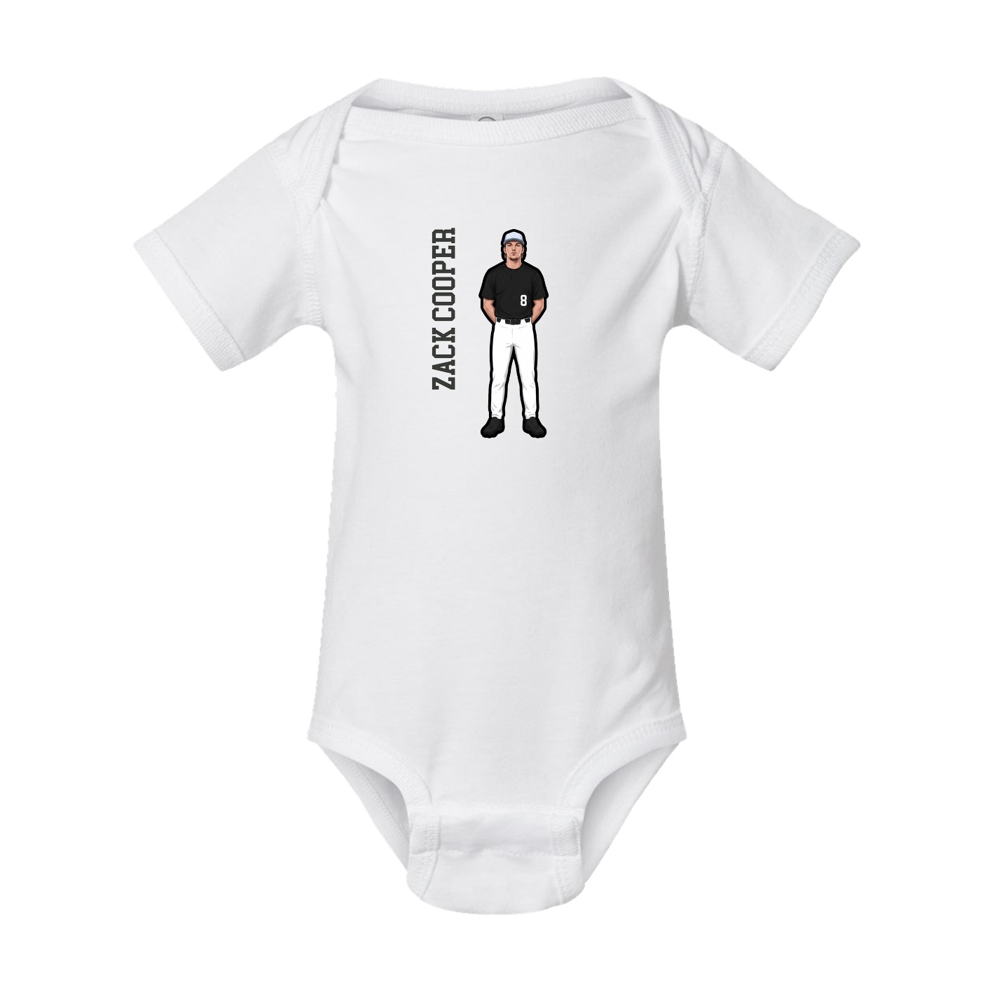Baby Onesie — Name Vertical in White