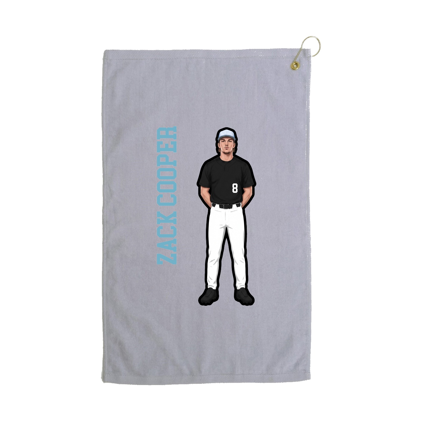 Golf Towel — Name Vertical in Grey